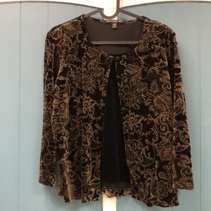 Briggs New York Petite textured floral velour woman’s top‎ size PM